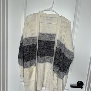 Emory Park Cream and Gray Striped Cardigan